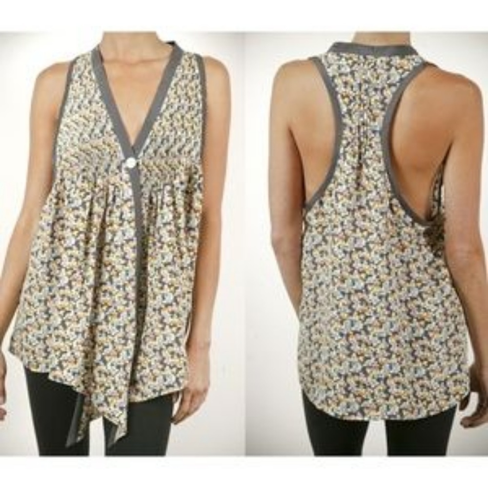 Elizabeth and James Tokyo silk ditsy floral kimono blouse